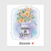 オレンジ色の花に水を与えるキリスト教の成長した恵み シール (シート)