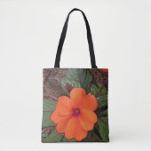 オレンジ色の花のクローズアップ トートバッグ (正面)