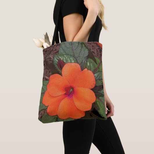 オレンジ色の花のクローズアップ トートバッグ (クローズアップ)