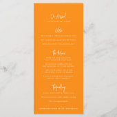 オレンジ色の花のスケッチ結婚オレンジ色の白のメニュー メニュー (裏面)
