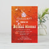 オレンジ色の花のディスコボール ブライダルシャワー 招待状 (スタンド正面)
