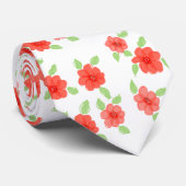 オレンジ色の花のデザイナー ネクタイ (ロール)