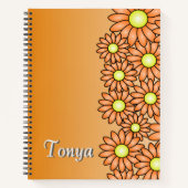 オレンジ色の花のノート – オフィス、学校、アーティスト ノートブック (正面)