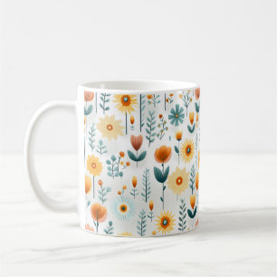 オレンジ色の花のパタカラフルーン コーヒーマグカップ