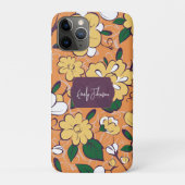 オレンジ色の花のビンテージ風フラワーイラスト 名入れ可能 Case-Mate iPhoneケース (裏)