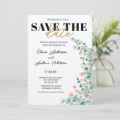 オレンジ色の花のフローラは日付を保存 招待状 (スタンド正面)