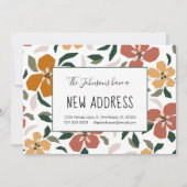 オレンジ色の花のフローラ新しいホームアドレスの移動 案内状 (正面)
