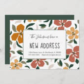 オレンジ色の花のフローラ新しいホームアドレスの移動 案内状 (正面/裏面)