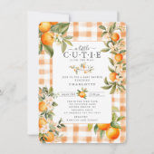 オレンジ色の花のブリスベビーシャワー 招待状 (正面)