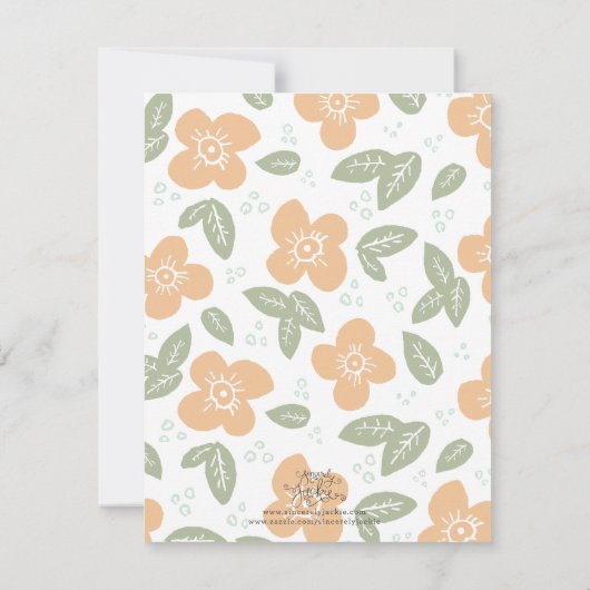 オレンジ色の花のペルソナライズ 招待状 (裏面)