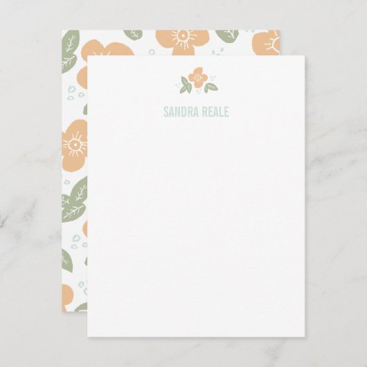 オレンジ色の花のペルソナライズ 招待状 (正面/裏面)