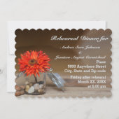 オレンジ色の花のメイスンジャーのリハーサルディナー 招待状 (正面)