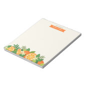 オレンジ色の花のメモパーソナライズされた帳 ノートパッド (回転)