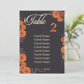 オレンジ色の花の個々のテーブルの座席表 案内状 (スタンド正面)