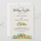 オレンジ色の花の写真のウェディングレセプションのみ 招待状 (正面)