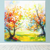 オレンジ色の花の印象 キャンバスプリント (インサイチュ (ウッドフロア))