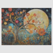 オレンジ色の花の木の切り離しティッシュペーパー 薄葉紙 (正面)