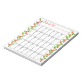 オレンジ色の花の毎月のメモ帳 ノートパッド (回転)
