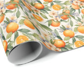 オレンジ色の花の水の色のギフトラップ ラッピングペーパー (ロールコーナー)