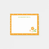 オレンジ色の花の水玉模様の個性的なペーパーアイテム ポストイット (正面)