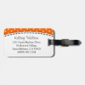 オレンジ色の花の水玉模様名:ラッゲージタグ ラゲッジタグ (裏面横)