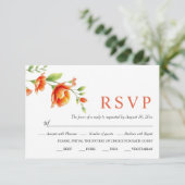 オレンジ色の花の水色の結婚枝 出欠カード (スタンド正面)