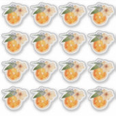 オレンジ色の花の水色ミニシール シール (正面)