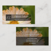 オレンジ色の花の灰色の長方形モノグラムに雨 名刺 (正面/裏面)