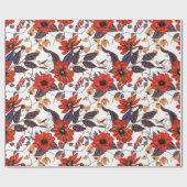 オレンジ色の花の継ぎ目のないパターン ラッピングペーパー (フラット)