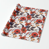 オレンジ色の花の継ぎ目のないパターン ラッピングペーパー (アンロールド)