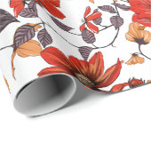 オレンジ色の花の継ぎ目のないパターン ラッピングペーパー (ロールコーナー)