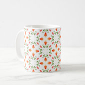 オレンジ色の花の緑葉の模様 コーヒーマグカップ (正面左)