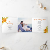 オレンジ色の花の緑葉の花、写真 三つ折りプログラム (内部)