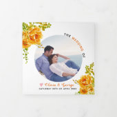 オレンジ色の花の緑葉の花、写真 三つ折りプログラム (カバー)