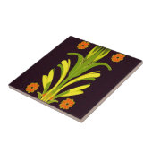 オレンジ色の花の葉緑のフローラの家庭用の装飾 タイル (側面)