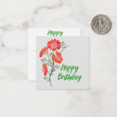 オレンジ色の花の誕生日の挨拶ノートカード ノートカード (正面/裏面インサイチュ)