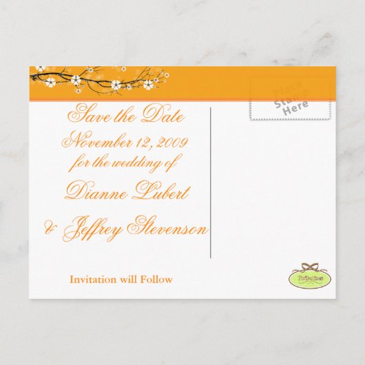 オレンジ色の花は日付はがきを除く 案内ポストカード (裏面)