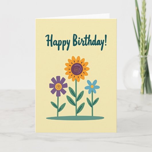 オレンジ色の花びらの誕生日カード カード (正面)
