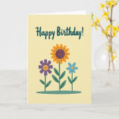 オレンジ色の花びらの誕生日カード カード (黄色い花)