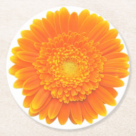 オレンジ色の花びら ラウンドペーパーコースター