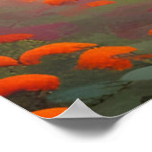 オレンジ色の花を咲かせた黒熊 ポスター (角)