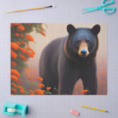 オレンジ色の花を咲かせた黒熊 薄葉紙 (クラフト)