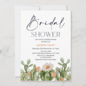 オレンジ色の花を咲かせるサボテンの ブライダルシャワーの招待状 招待状 (正面)