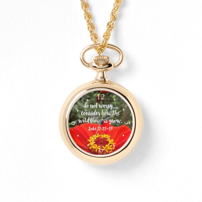 オレンジ色の花を心配しない 腕時計 (正面)