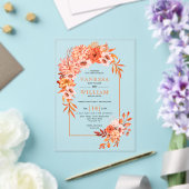オレンジ色の花を持つアーチフローラ秋の結婚式 アクリル招待状 (インサイチュ (ウェディング))