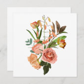 オレンジ色の花を持つ熱帯性花束 招待状 (正面/裏面)