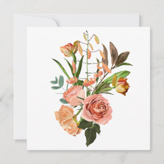 オレンジ色の花を持つ熱帯性花束 招待状