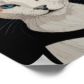 オレンジ色の花を持つ猫 ポスター (角)