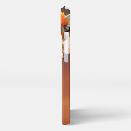 オレンジ色の花を着たかわいいゼブラ iPhoneケース (左側面)