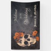 オレンジ色の花エレガントな結婚式 横断幕 (縦)